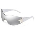 Óculos de Sol LIKSMU Sem Aro - Estilo Y2K com Lentes Espelhadas Prateadas