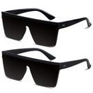 Óculos de Sol LYZOIT Quadrados Oversized - Unissex - Modelo Shield Preto