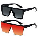 Óculos de sol LYZOIT Square Oversized Fashion Shield UV400, pacote com 2 Óculos de sol LYZOIT Square Oversized Fashion Shield UV400, pacote com 2