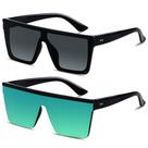 Óculos de sol LYZOIT Square Oversized Fashion Shield UV400, pacote com 2 Óculos de sol LYZOIT Square Oversized Fashion Shield UV400, pacote com 2