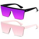 Óculos de sol LYZOIT Square Oversized para mulheres e homens rosa roxo