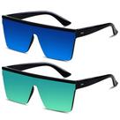 Óculos de sol LYZOIT Square Oversized para mulheres e homens UV400 azul verde