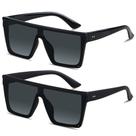 Óculos de sol LYZOIT Square Oversized Shield UV400 Matte Black, pacote com 2 unidades Óculos de sol LYZOIT Square Oversized Shield UV400 Matte Black, pacote com 2 unidades