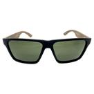 Óculos de Sol Makena HD acetato preto fosco hastes MADEIRA/BAMBU natural lentes POLARIZADAS