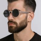 Óculos de Sol Masculino Metal Redondo Retrô Vintage Estilo