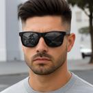 Óculos De Sol Masculino Polarizado Preto Clássico Quadrado Com Proteção 400UV - Zellmann