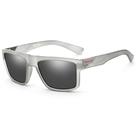 Óculos de Sol Masculino Polarizado Proteção UV400 Formato Quadrado Armação Cinza Lente Preta Rosto Fino Uso Casual Dia a Dia Dirigir Esportivo VH 1035