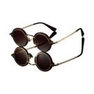 Óculos De Sol Masculinos Retro Steampunk Com Armação Redonda Pequena Para Direção Ao Ar Livre E Óculos De Sol Masculinos Retro Steampunk Com Armação Redonda Pequena Para Direção Ao Ar Livre E