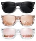 Óculos de Sol MEETSUN Retro Polarizados com Proteção UV400 - Pacote com 3