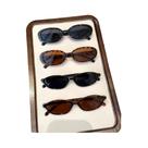 Óculos De Sol Oval Pretos Com Estampa Tartaruga Chiques E Modernos Para Uso Diário - 1 Peça/4 Peças