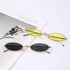 Óculos de sol oval vintage para mulheres slender metal frame candy