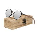 Óculos De Sol Polarizados De Madeira UV400 Com Lentes Espelhadas Redondas, Armação Completa, Feitos