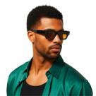 Oculos de sol quadrado lente amarela jaguar + case de acrilico transparente