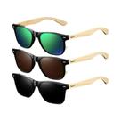 Óculos De Sol Quadrados De Bambu Vintage De Luxo Unissex 3PCS Óculos De Designer Para Dirigir E