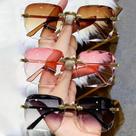 Óculos De Sol Quadrados Sem Armação Vermelhos UV400 Marca De Luxo Designer Moda De Verão Para Homens