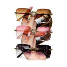 Óculos De Sol Quadrados Sem Armação Vermelhos UV400 Marca De Luxo Designer Moda De Verão Para Homens