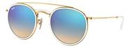 Óculos De Sol Ray-Ban Round Metal RB3647N Dourado Azul Unissex 51mm