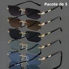 Óculos De Sol Retrô Quadrados Sem Armação Em Metal, 5 Peças, Óculos Da Moda Estilosos Para Festas De