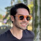 Óculos De Sol Retro Redondo Laranja Unissex Com Lentes Com Proteção Uv-400