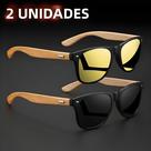 Óculos De Sol Retrô Unissex Quadrados UV400 Com Hastes Estilo Bambu E Rebites Prateados - Elegância