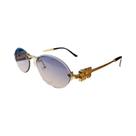 Óculos De Sol Sem Armação Com Design Oval, Estilo Fashion, Lentes Pequenas 90289