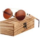 Óculos de Sol Unissex Redondo Design Madeira Moda Verão Lentes Polarizada Uv400