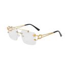 Óculos De Sol Unissex Retrô Com Estampa De Onça UV400 Sem Armação De Metal Estilo Steampunk Moda