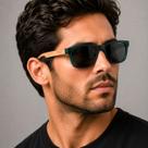 Óculos de Sol Unissex UV400 Acetato Premium Haste Madeira
