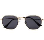 Óculos De Sol UVA Hexagonal Preto com Dourado