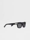Óculos De Sol Zegna Acetato Preto, Lentes Cinza Oceano