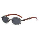 Óculos de strass, oval, retrô, madeira sintética, com hastes de 47 mm Óculos de strass, oval, retrô, madeira sintética, com hastes de 47 mm