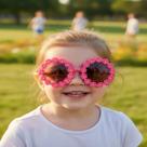 Oculos flor margarida infantil colorido redondo festa cor:rosa