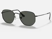 Óculos Hexagonal De Sol Metal Preto/Preto Lentes Proteção Uv400 - VisaOtica