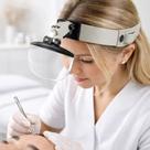 Oculos lupa maos livre profissional led lente de cabeca aumento estetica reparo joias leitura ourives artesanato trabalhos minuciosos