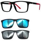 Oculos Mormaii Swap 4 6112 A82 com 2 Clip On Azul e Prata