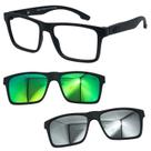 Oculos Mormaii Swap NG 2 6153 A14 com 2 Clipon Verde e Prata
