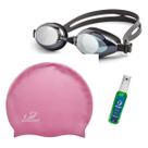 Óculos Natação + Touca E Antifog, Kit Treino E Profissional