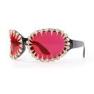 Óculos Punk Rhinestone Spike Red Oval