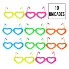 Óculos Sem Lentes Neon Colorido Coração - 10 Unidades - Rasul