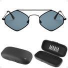 oculos sol feminino losango proteção uv metal preto + case moda verão casual presente banhado qualidade premium hype
