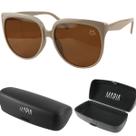 Oculos Sol Feminino Praia Proteção UV Social Vintage + Case estiloso qualidade premium moda delicado marrom bege acetato