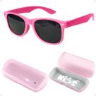 oculos sol infantil premium proteção uv rosa retro + case menina casual acetato presente resistente criança qualidade