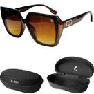 Oculos sol quadrado feminino original uv qualidade premium marrom acetato presente luxo praia vilão