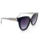 Óculos Solar Ana Hickmann Ah90036 A01 Preto Brilho Lente Cinza Degradê
