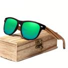 Óculos Vintage com Lentes Polarizadas - Moldura de Bambu de Contorno Completo