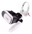 Óculos Vr Box 3d Com Controle Bluetooth E Fone De Ouvido Cor Fone Branco
