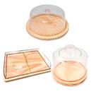 OFERTA DIA DAS MAES KIT 3pçs Porta Frios MEDIO 21X16,5CM, Queijeira e Boleira Madeira, Acrílico, Cozinha, Café, Bolos, Petiscos