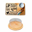 OFERTA DIA DAS MAES KIT Tabua Madeira de Frios 25cm e Boleira Natural Cozinha, Café, Bolo, Queijos, Frios
