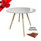 OFERTA DIA DAS MAES Mesa de Madeira Redonda Sophie Branca 90cm Jantar, Design Elegante GRATIS FRUTEIRA