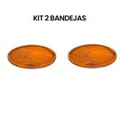 OFERTA KIT 2 Bandejas de Madeira Rustica para Forma de alumínio 40cm de Pizza
